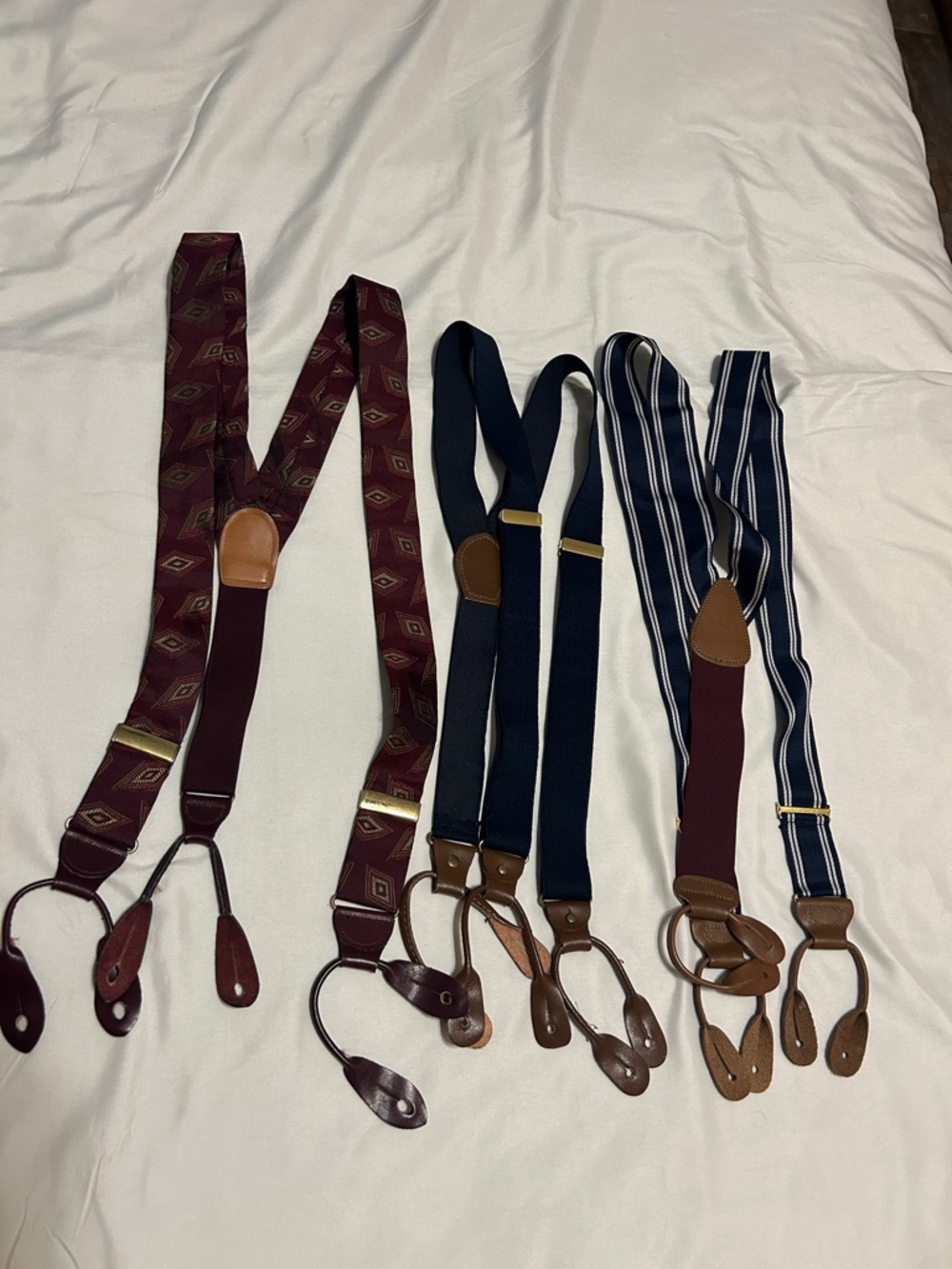 Vintage leather button Suspenders lot Pelican Trafalgar England